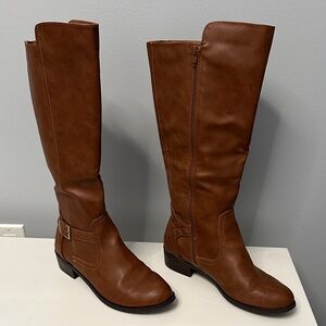Brown Leather Knee-High Boots